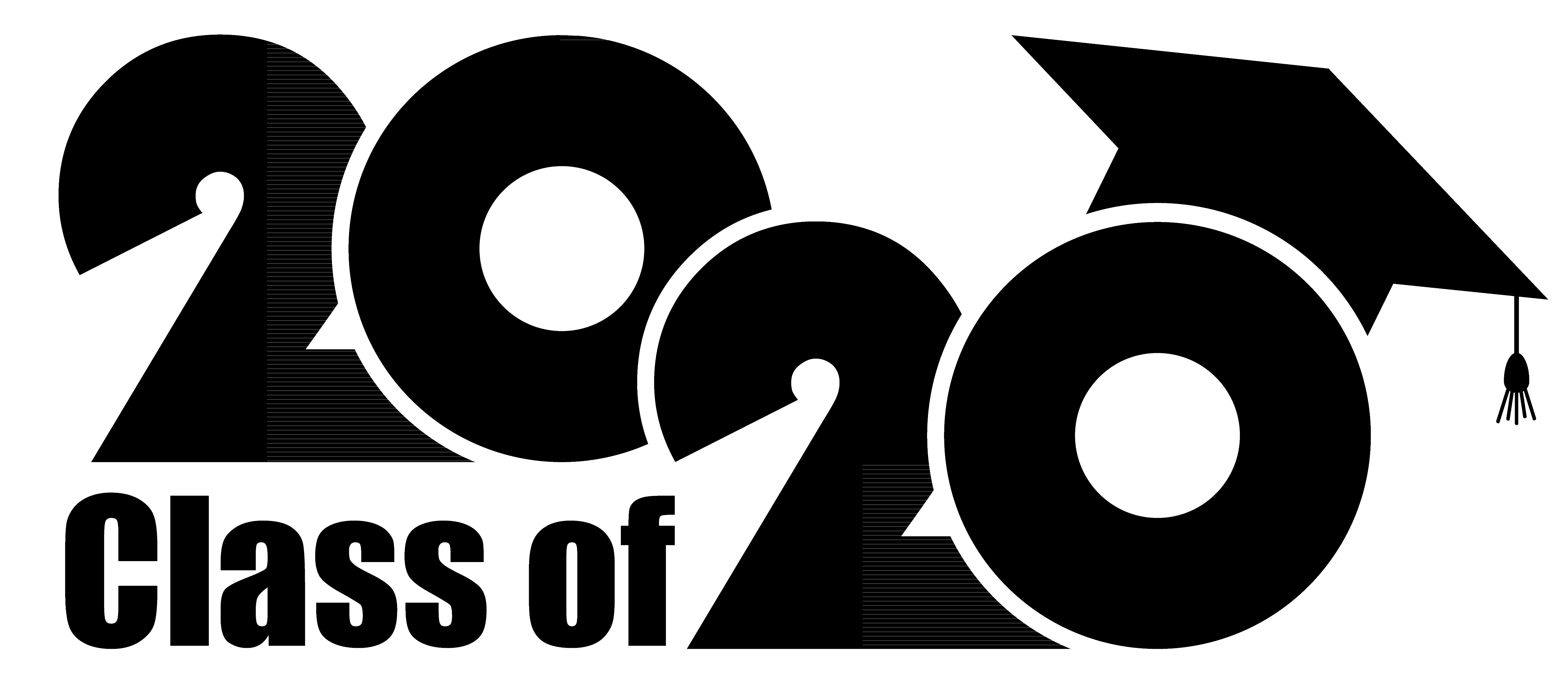 Class of 2020 with graduation cap on zero