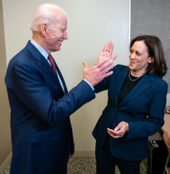 Joe Biden and Kamala Harris high five