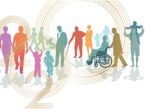 2020 overlaida on different colored silhouettes of people of varying ages and abilities