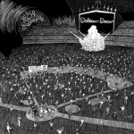 Disco Demolition Night at Comiskey Park with explosion, crowd on field, and "Disco Sucks" sign