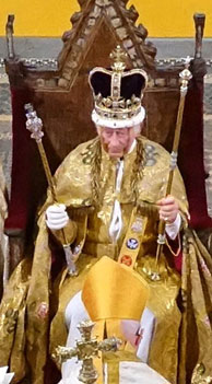 King Charles III on Coronation Chair. (Licensed under the United Kingdom Open Government Licence v3.0.)
