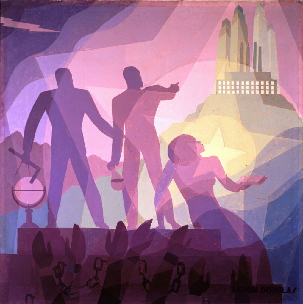 "Aspiration" by Aaron Douglas representing Black people through time